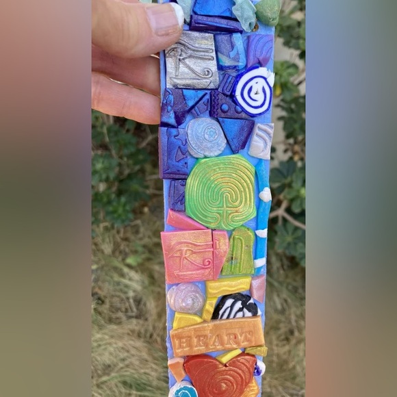 Handmade Polymer Clay Mosaic Art “Protected”  Plaque Original On Wood  12”x 2” - Picture 5 of 10